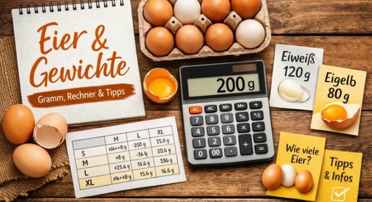 Gewicht Eier, Eiweiß und Eigelb