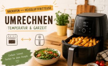 Backofen und Heißluftfritteuse Rechner Temperatur Garzeit